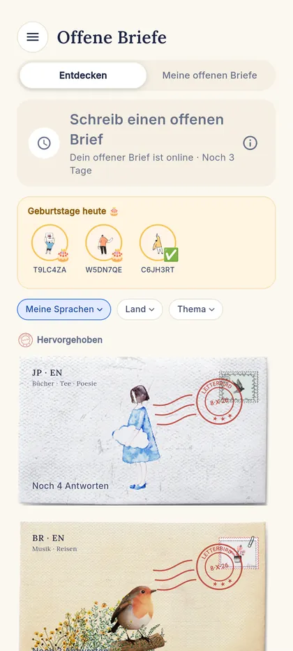 Finde jemanden zum Schreiben
